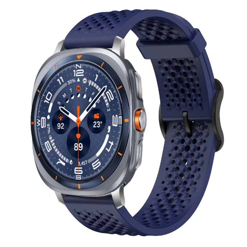 erorex For Samsung Galaxy Watch Ultra / Ultra 2025 Breathable Silicone Watch Band(Midnight Blue) - Image 1