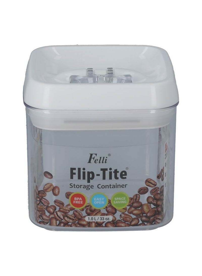 Felli Flip-Tite Square Food Storage Container Clear And White 1 Liter