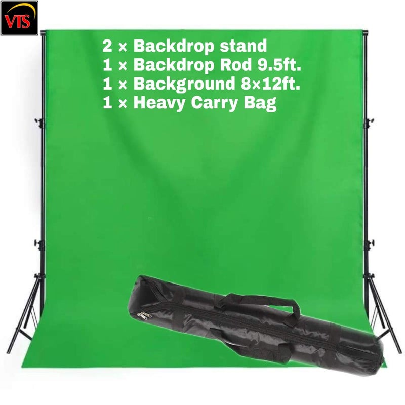 VTS Backdrop Stand Setup Photo Studio Green Backdrop Chroma Key Screen Background for Indoor-Outdoor, Commercial, YouTube Photography (9 x 9ft. -4) - Image 2