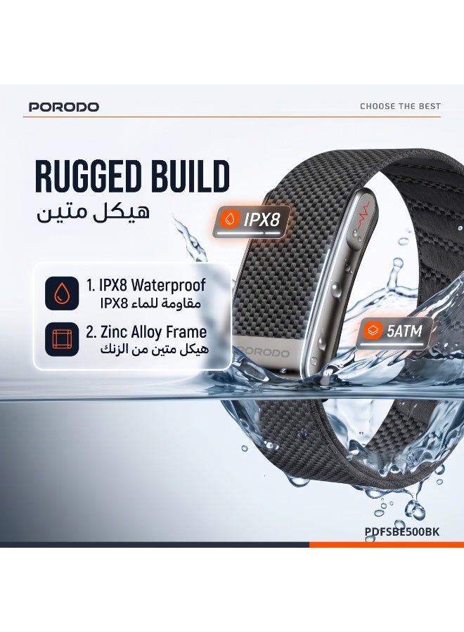بورودو سوار ذكي لتتبع الصحة بمستشعر تخطيط القلب ومراقب معدل ضربات القلب وأكثر من 100 وضع رياضي مقاوم للماء IPX8 بإطار معدني 25 مم تراك فيت نيو PDFSBE500 - Image 5