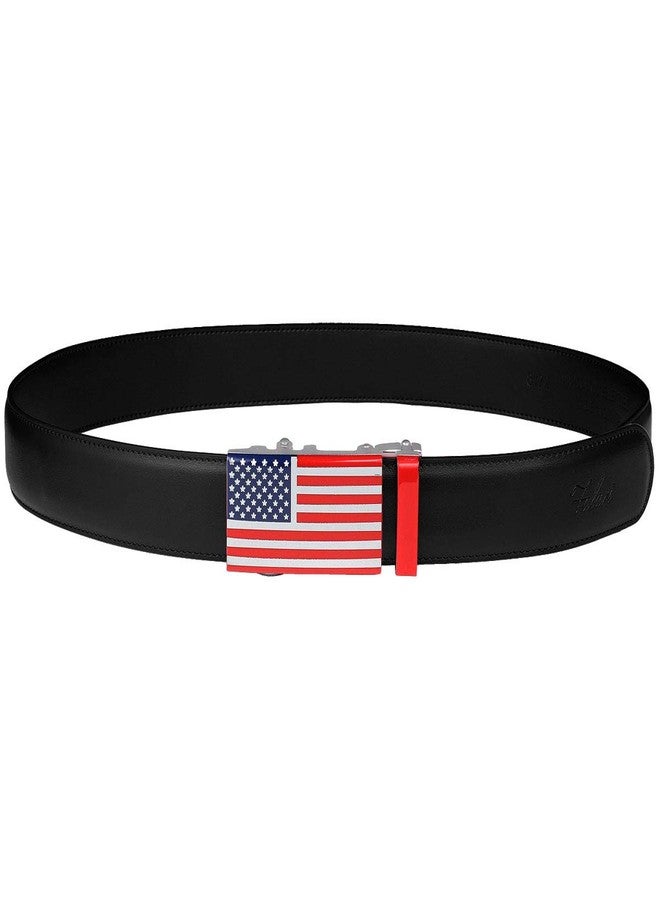 Falari Leather Dress Belt Ratchet Belt Holeless Automatic Buckle Adjustable Size 8001 (8172-USA Flag (Black), Fit from 28 to 44") - Image 4