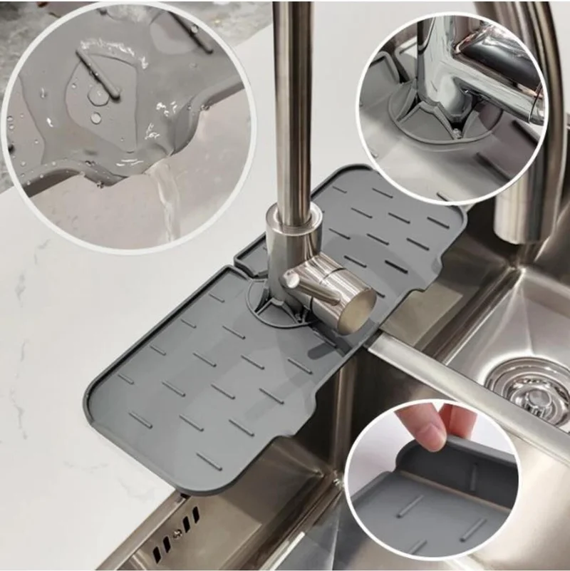 BarkoFix Countertop Splash Guard Silicone Faucet Under Kitchen Bathroom Sink Drain Pad Soap Dish Sink