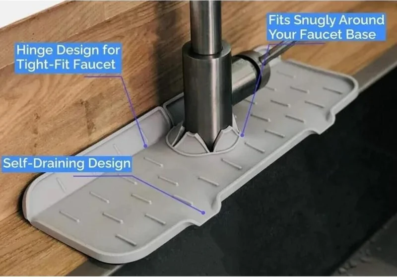 BarkoFix Countertop Splash Guard Silicone Faucet Under Kitchen Bathroom Sink Drain Pad Soap Dish Sink