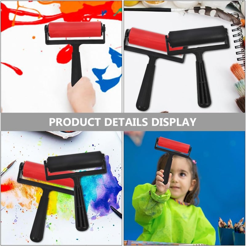 FRCOLOR 2pcs Small Red Ink Rollers Manual Painting Tools for Diamond Art DIY Printmaking and Relief Printing Supplies - Image 5
