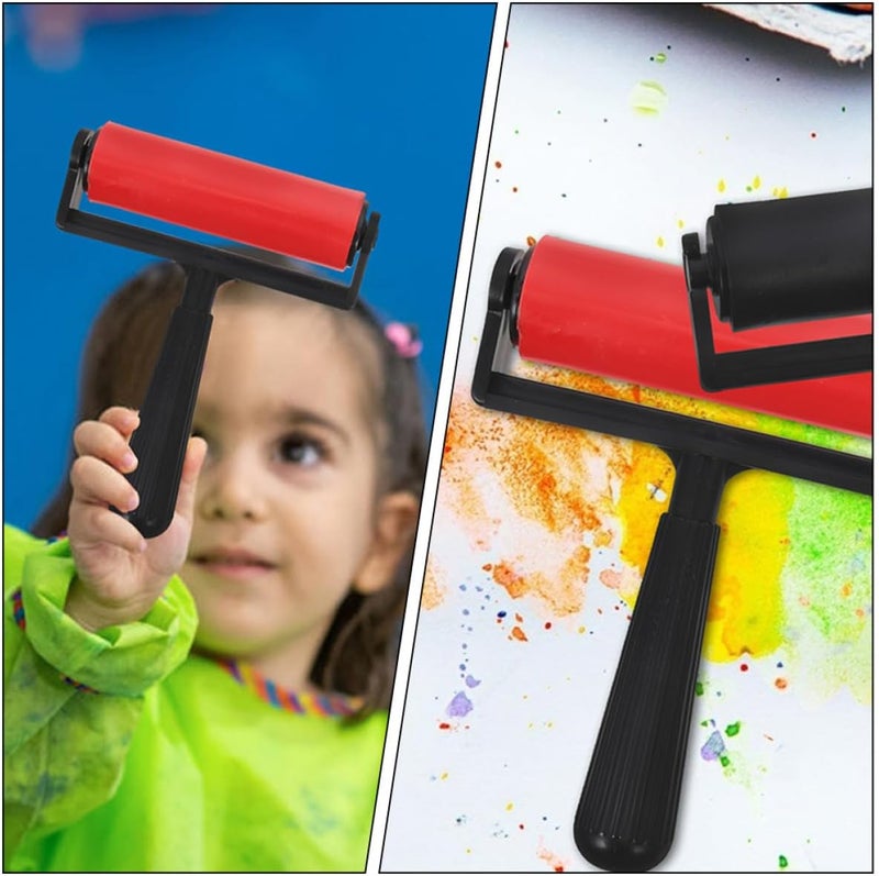 FRCOLOR 2pcs Small Red Ink Rollers Manual Painting Tools for Diamond Art DIY Printmaking and Relief Printing Supplies - Image 4