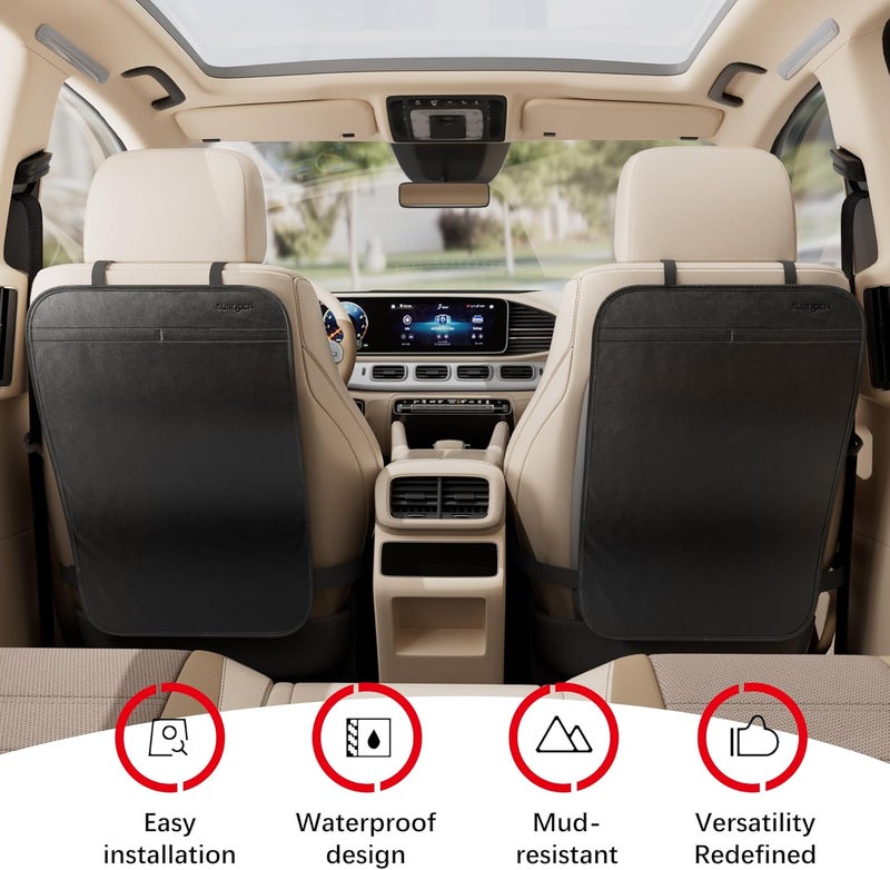 SURDOCA Kick Mats Back Seat Protector for Kids Leather Car Back Seat Cover for Child Offers Waterproof Protection of Car Seat Back from Dirt Mud Scratches - Image 3