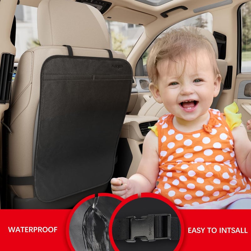 SURDOCA Kick Mats Back Seat Protector for Kids Leather Car Back Seat Cover for Child Offers Waterproof Protection of Car Seat Back from Dirt Mud Scratches - Image 5