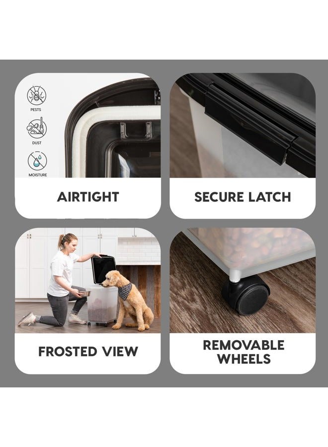 IRIS Power tool case パワー ツール ケース حاوية تخزين طعام الحيوانات الأليفة محكمة الإغلاق من آيريس USA بسعة 50 رطل / 65 كوارت مع عجلات قابلة للإزالة، لتخزين طعام الكلاب والقطط والطيور وغيرها من طعام الحيوانات الأليفة، للحفاظ على النضارة، جسم شفاف، سهولة الحركة، شفاف/أسود - Image 4