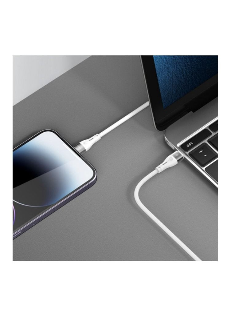 Recci - Ricci RS11CL PD20W TYPE-C to Lightning Silicone Cable 1M - White - Image 1