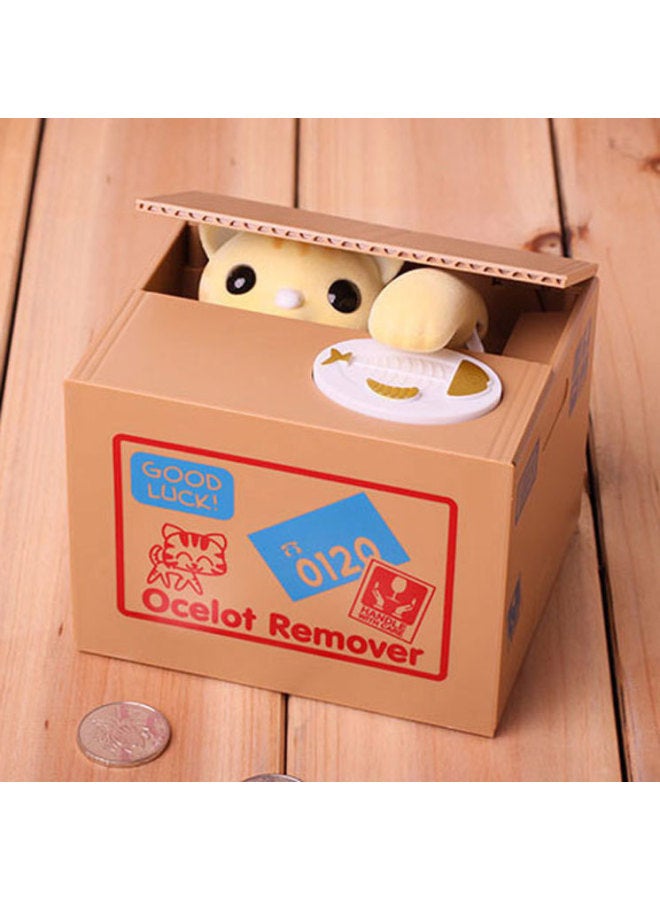 Creative Cartoon Children's Birthday Gift Cat Stealing Money Series Piggy Bank Electric Belt Music Piggy Bank Toy-Color:White Spray Brown Money Dog-Size:12*10*9 - Image 3