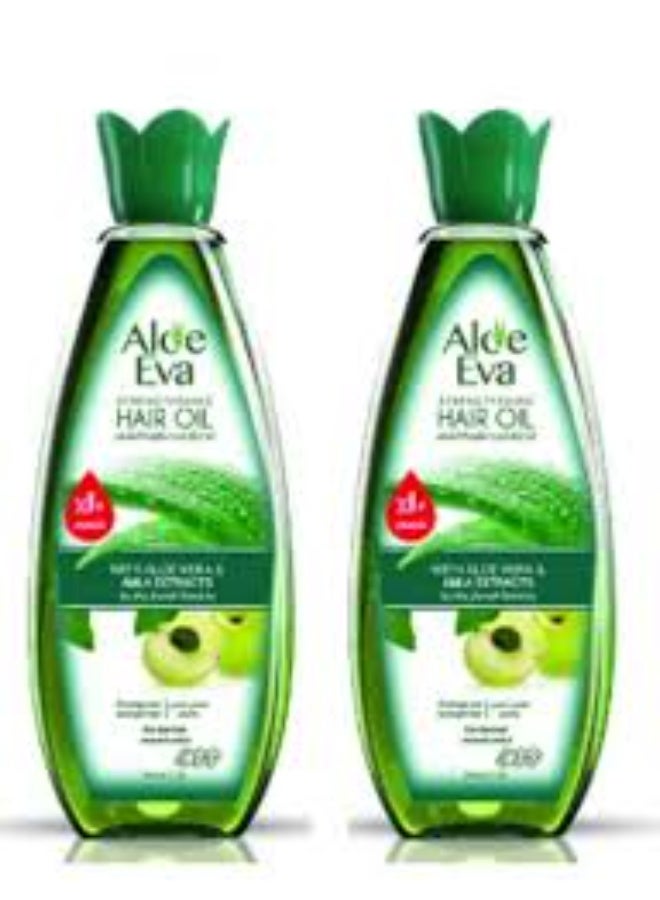 Eva Aloe Eva Strengthening Hair Oil with Aloe Vera & Amla Extracts - 300ml (2 PICES)