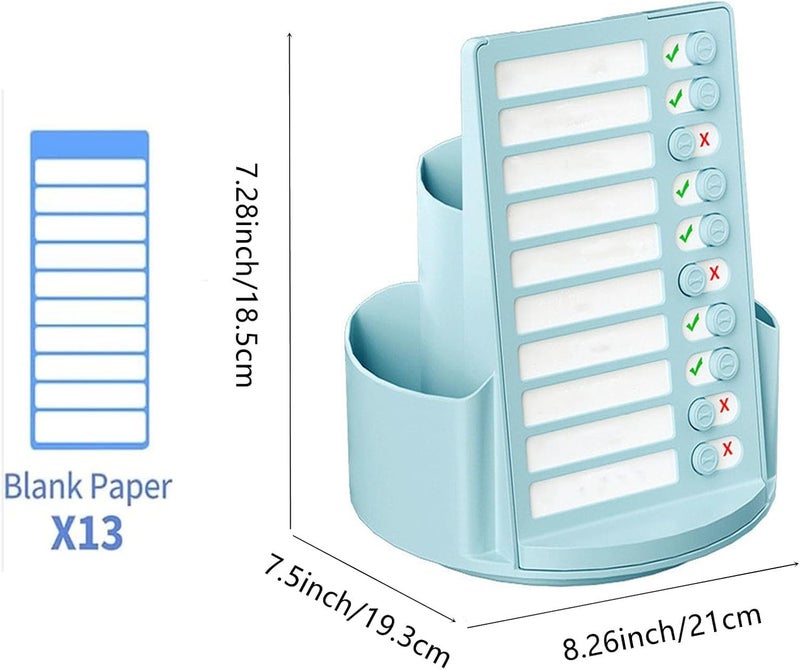 Parssufy Multifuntional 360 Degree Rotating Pen Holder for Desk Pencil Organizer|Student Self Discipline Board with 7 Compartments an Random Stickers,13 Sheets Chore Chart (Blue) - Image 3
