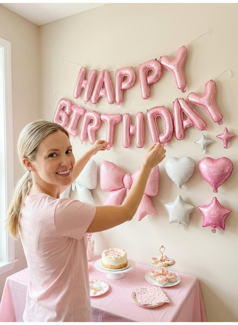 V.nice Cream Pink Bow Birthday Party Decor Set – Large Wall Backdrop & Giant Ribbon Tie for Baby Shower, Wedding, Room Decoration - Image 4