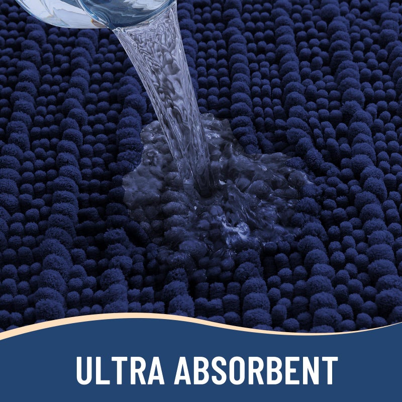 Arotive Luxury Bathroom Rugs 24x16, Extra Soft Thick Absorbent Shaggy Chenille Bath Rugs, Non-Slip Machine Wash Dry, Bath Mats for Bathroom Floor, Tub and Shower, Home Decor Accessories, Navy - Image 4