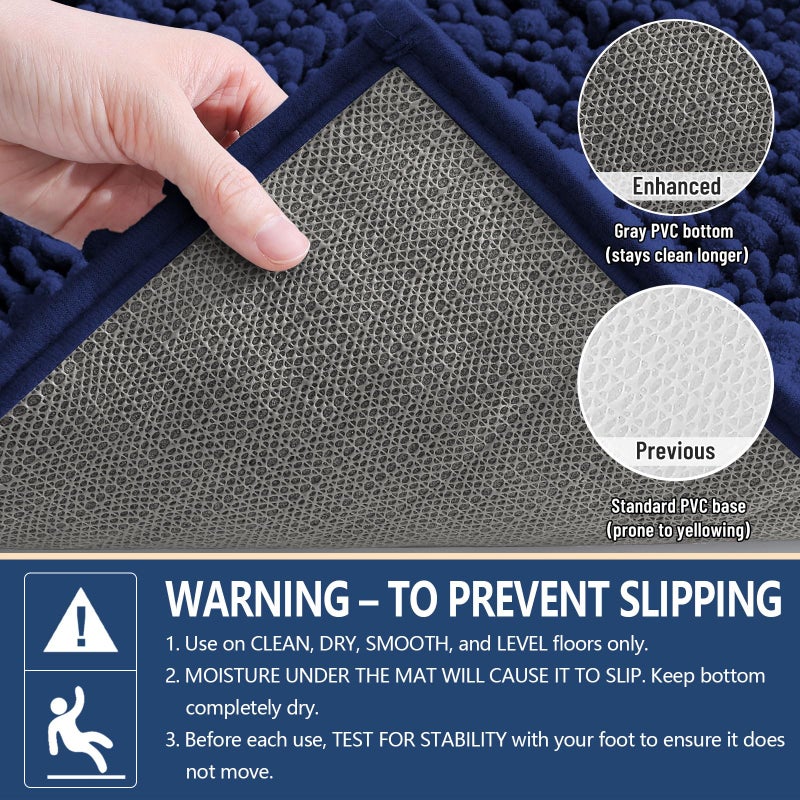 Arotive Luxury Bathroom Rugs 24x16, Extra Soft Thick Absorbent Shaggy Chenille Bath Rugs, Non-Slip Machine Wash Dry, Bath Mats for Bathroom Floor, Tub and Shower, Home Decor Accessories, Navy - Image 5