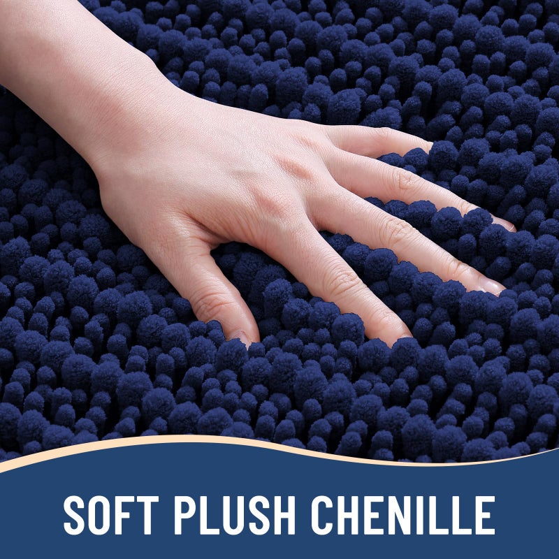 Arotive Luxury Bathroom Rugs 24x16, Extra Soft Thick Absorbent Shaggy Chenille Bath Rugs, Non-Slip Machine Wash Dry, Bath Mats for Bathroom Floor, Tub and Shower, Home Decor Accessories, Navy - Image 3