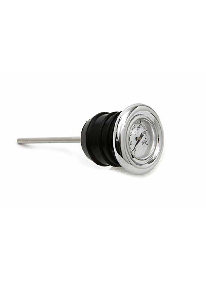 Billet Proof Designs Chrome Shorty Style Oil Tank Dipstick w/Oil Temperature Gauge - White Gauge Face - Fits 1979-2003 Harley Sportster & 1984-1999 Harley Softail Big Twin EVO - Replaces HD Part# 62668-87T (40-0674) - Image 1