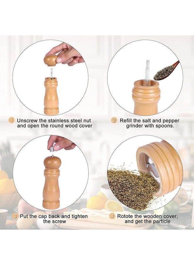 AVMART Salt & Pepper Grinder Set - Refillable Wooden Mills with Adjustable Ceramic Coarseness, Stainless Steel, Kitchen & Dining Essential, 8-inch - Image 4