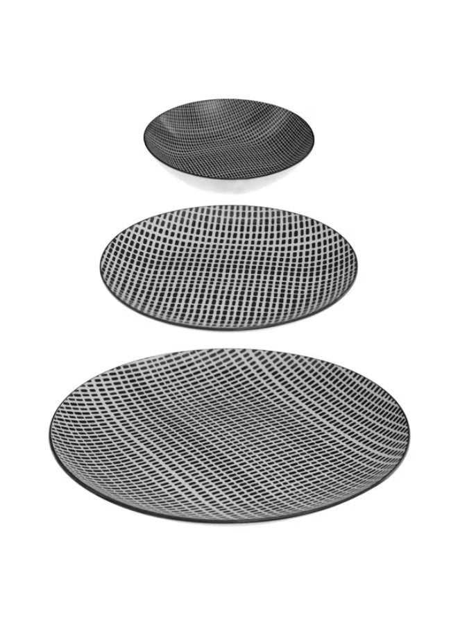 Secret de Gourmet 18-Piece Bohemia Square Dinner Set Black and White 154723D - Image 1