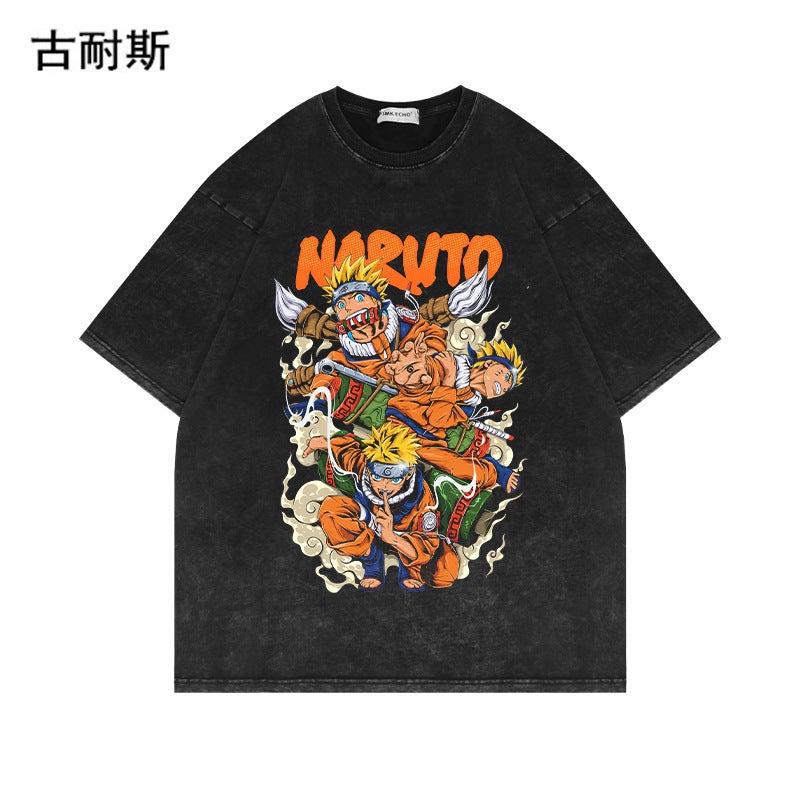 American High Street Fashion Brand Short Sleeve T-Shirt Men'S Summer Retro Washed Old Half Sleeve Niche Handsome - Image 1