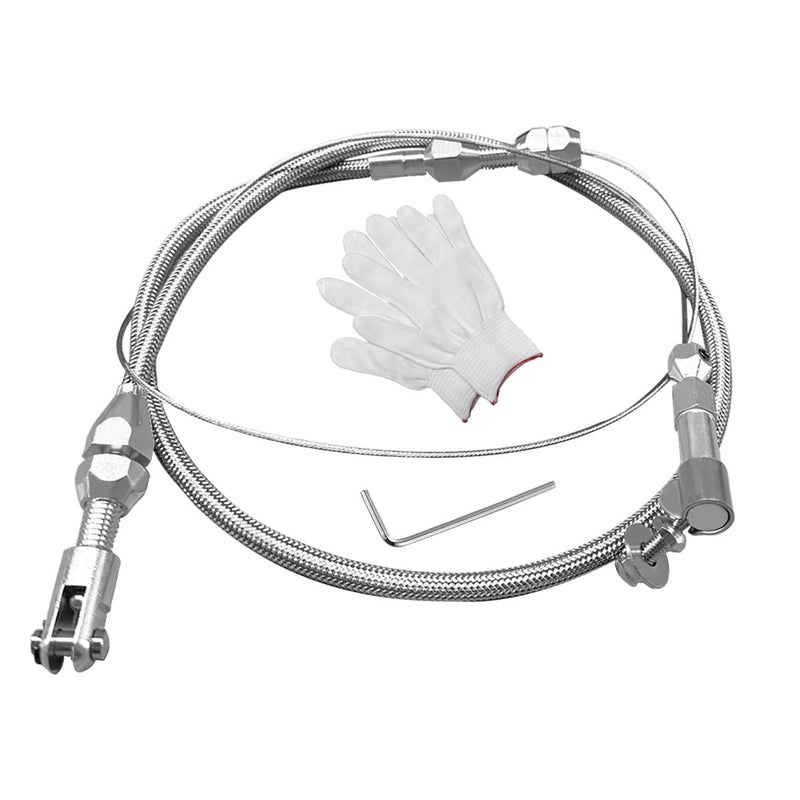 LHDOS 24 Braided Throttle Cable Kit Universal Accelerator Adjustable Throttle Cables Replacement Stainless Steel Fuel Line Gas Cable Kit with Aluminum Fitting Ferrule for Most Vehicles 24 Inch - Image 3