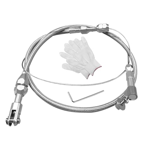 LHDOS 24 Braided Throttle Cable Kit Universal Accelerator Adjustable Throttle Cables Replacement Stainless Steel Fuel Line Gas Cable Kit with Aluminum Fitting Ferrule for Most Vehicles 24 Inch - Image 1
