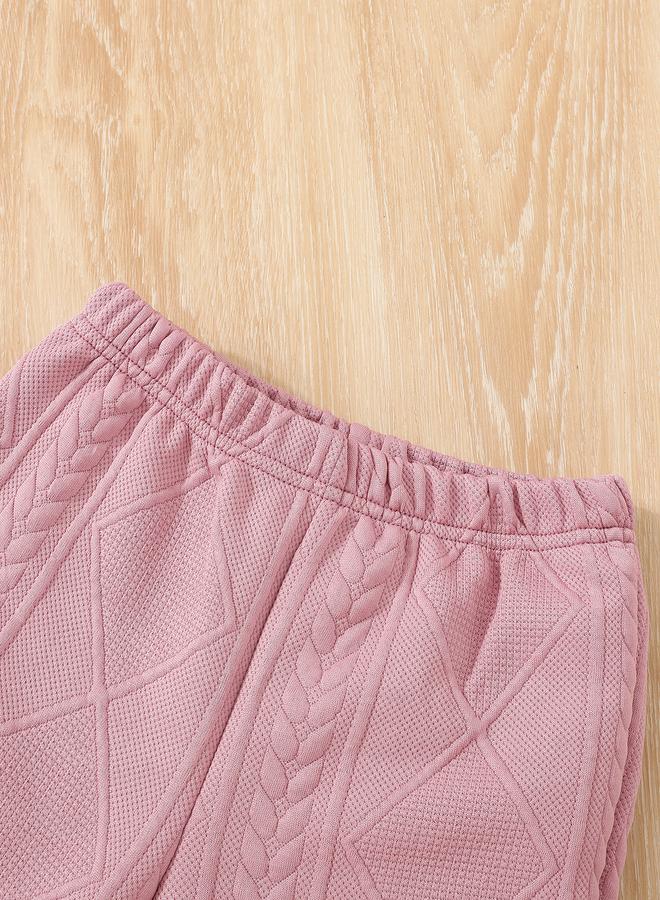 تايك تو طقم سويت شيرت وبنطلون رياضي بتصميم دب مرقع وردي من تيك تو - Image 5