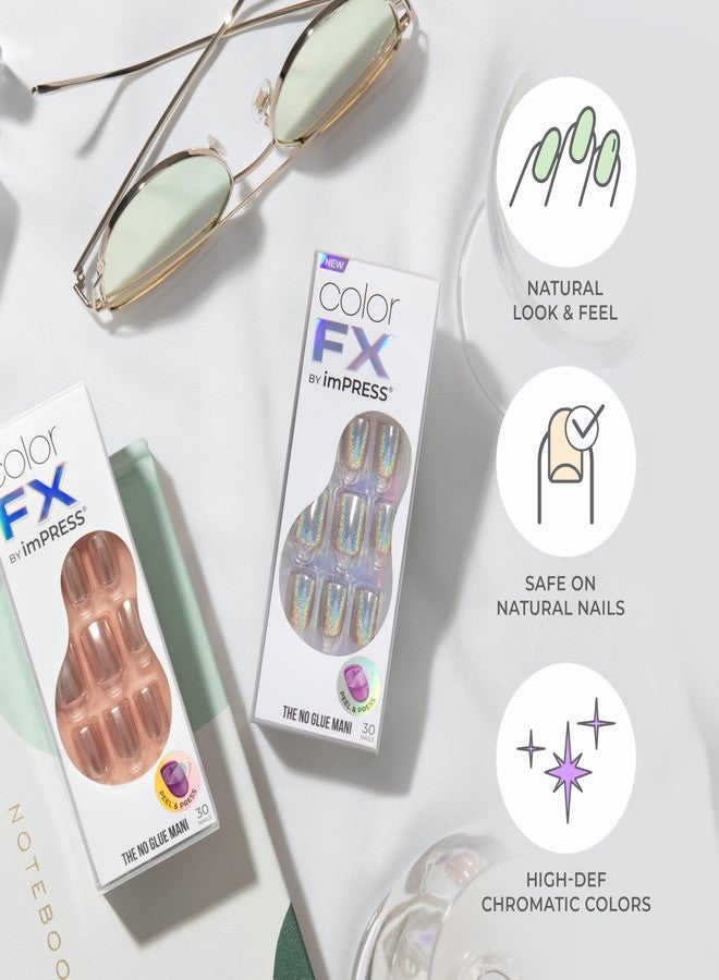 إمبريس أظافر KISS colorFX من imPRESS اللاصقة، "Connection"، لون أبيض سادة، شكل بيضاوي قصير مربع، لاصق مُحسّن، ثبات يدوم حتى 10 أيام، تتضمن 30 ظفرًا صناعيًا، وسادة تحضير، عصا مانيكير، مبرد أظافر صغير (عبوة من قطعتين) - Image 4
