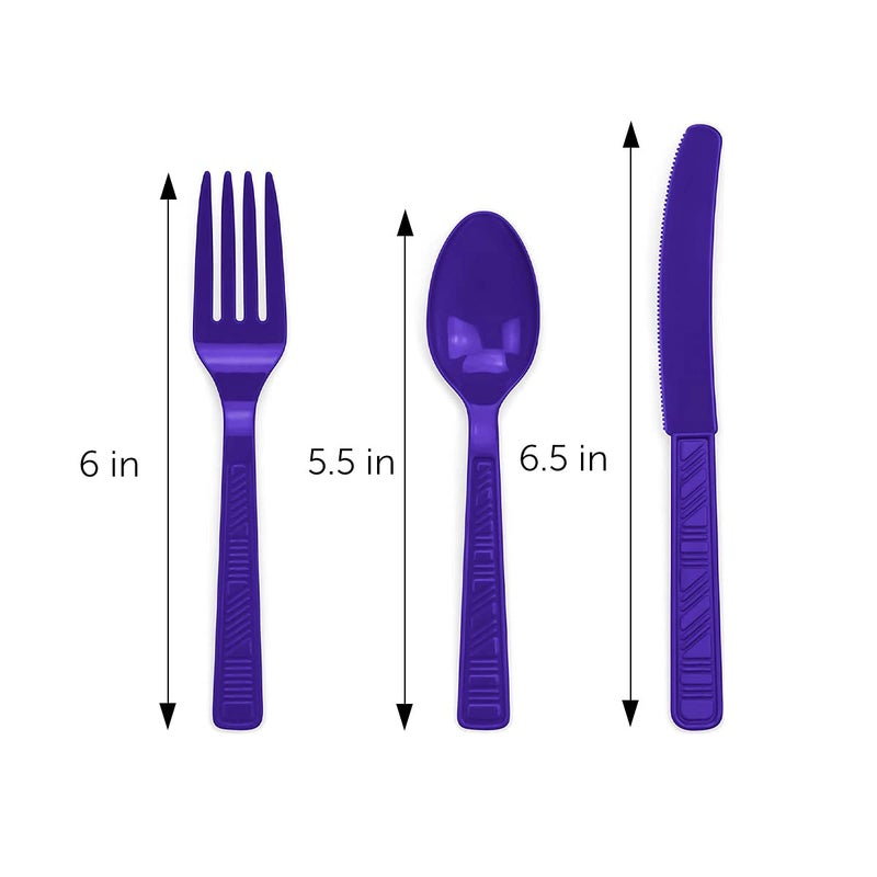DecorRack Plastic Cutlery Set  Royal Blue Colored Plastic Silverware Sets for Parties  96 Piece Bulk Heavy Duty Utensils (Royal Blue  96 Pieces) - Image 3