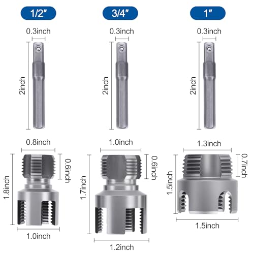Muaoush 3PCS PVC Pipe Threader Kit - Dual-Function Internal & External Pipe Threading Tool for 1/2"& 3/4" & 1" PVC/Plastic Pipes - Image 2