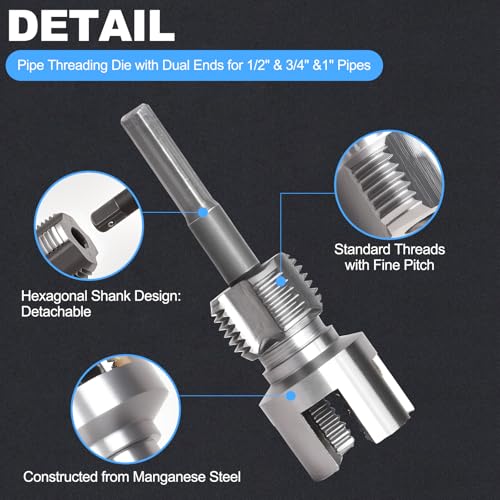 Muaoush 3PCS PVC Pipe Threader Kit - Dual-Function Internal & External Pipe Threading Tool for 1/2"& 3/4" & 1" PVC/Plastic Pipes - Image 4