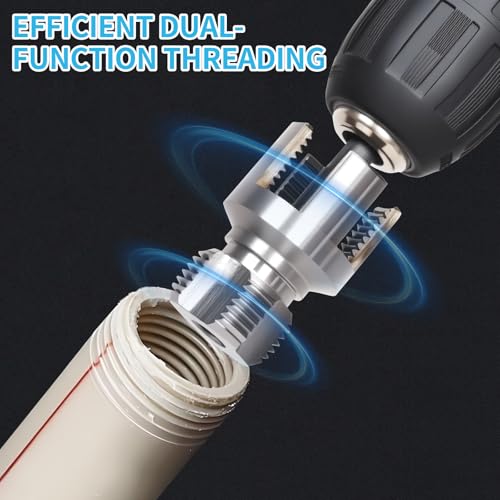 Muaoush 3PCS PVC Pipe Threader Kit - Dual-Function Internal & External Pipe Threading Tool for 1/2"& 3/4" & 1" PVC/Plastic Pipes - Image 5