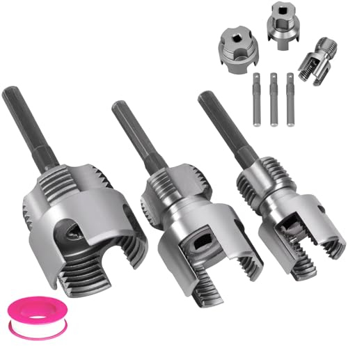 Muaoush 3PCS PVC Pipe Threader Kit - Dual-Function Internal & External Pipe Threading Tool for 1/2"& 3/4" & 1" PVC/Plastic Pipes - Image 1