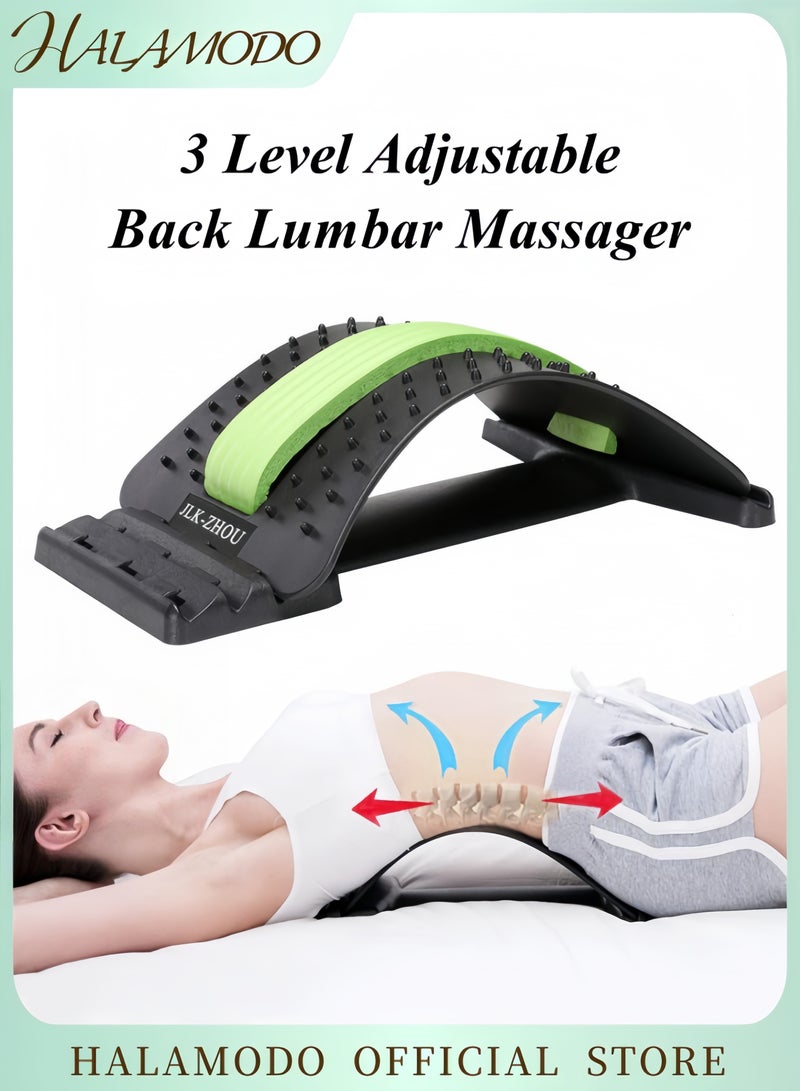 HALAMODO Back Stretcher for Lower and Upper Back Pain Relief 3 Level Adjustable Back Lumbar Massager Lumbar Stretching Device Posture Corrector Back Support for Office Chair Get Muscle Tension  - Image 1