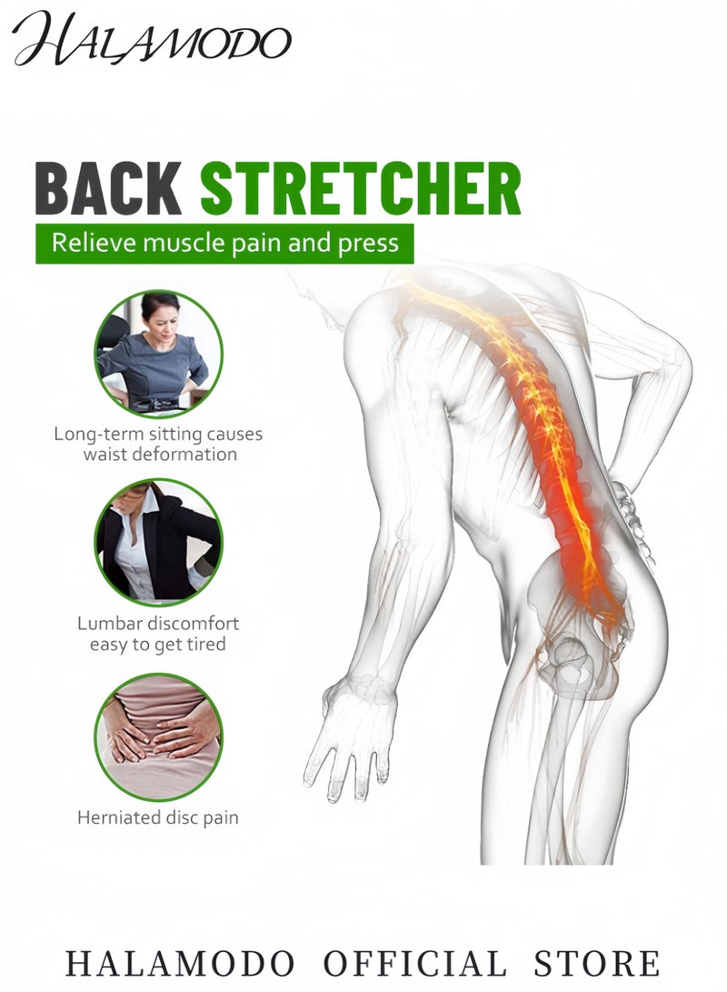 HALAMODO Back Stretcher for Lower and Upper Back Pain Relief 3 Level Adjustable Back Lumbar Massager Lumbar Stretching Device Posture Corrector Back Support for Office Chair Get Muscle Tension  - Image 2