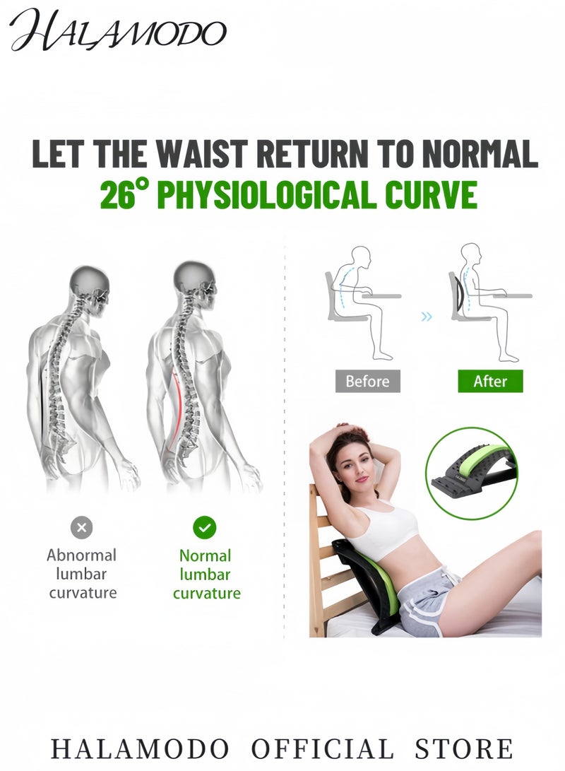 HALAMODO Back Stretcher for Lower and Upper Back Pain Relief 3 Level Adjustable Back Lumbar Massager Lumbar Stretching Device Posture Corrector Back Support for Office Chair Get Muscle Tension  - Image 3