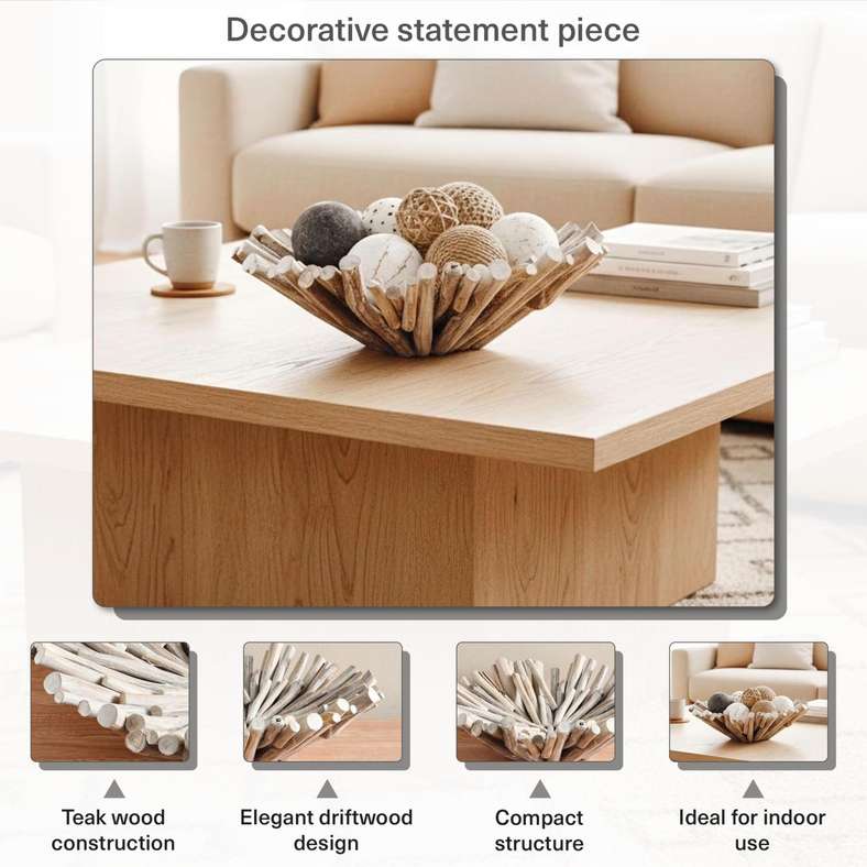 Pan Home Drift Teak Wood Decor Platter - White Wash - Image 4