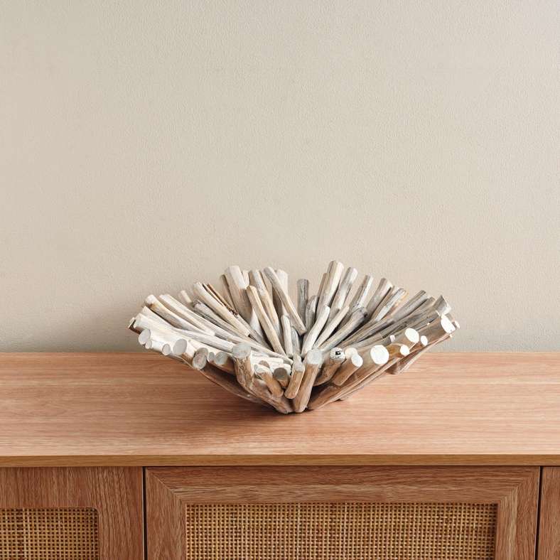Pan Home Drift Teak Wood Decor Platter - White Wash - Image 3