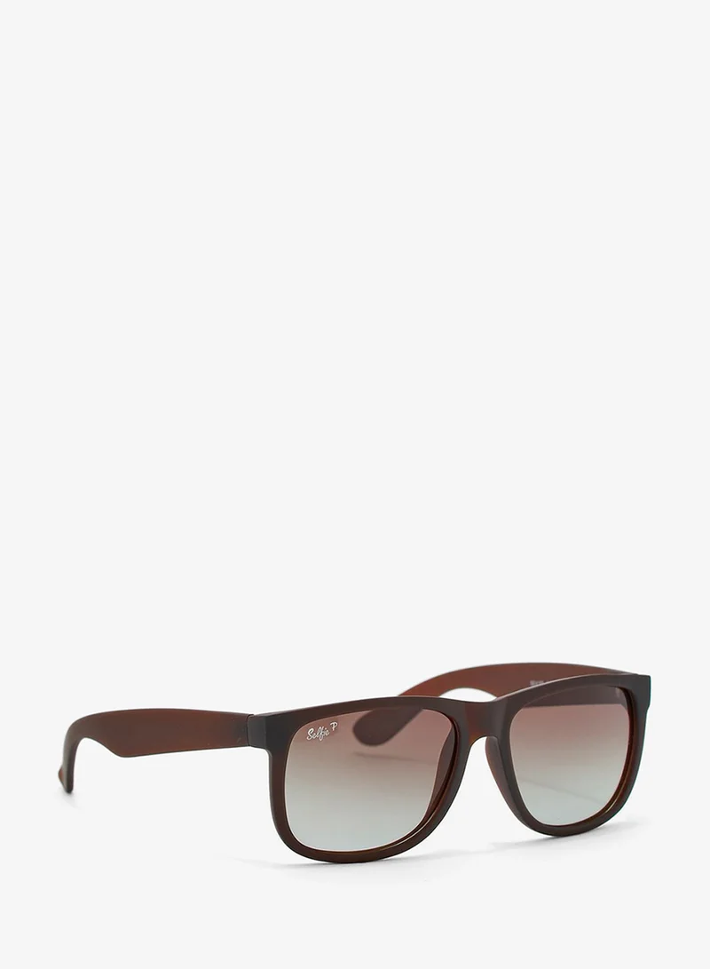 سيلفي Selfie Polarized Rectangular Brown Sunglasses, SE4165-002