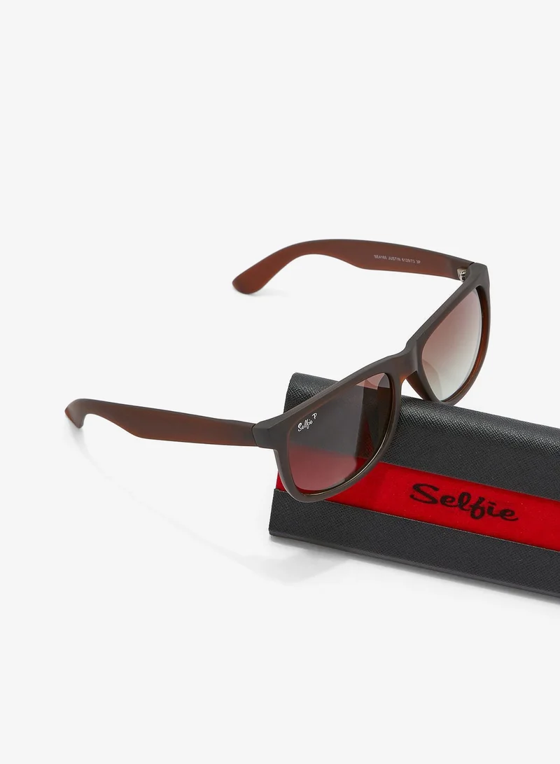 Selfie  Selfie Polarized Rectangular Brown Sunglasses, SE4165-002  | Best Price UAE
