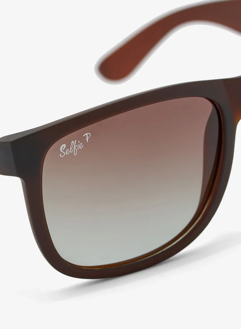 Selfie  Selfie Polarized Rectangular Brown Sunglasses, SE4165-002  | Best Price UAE