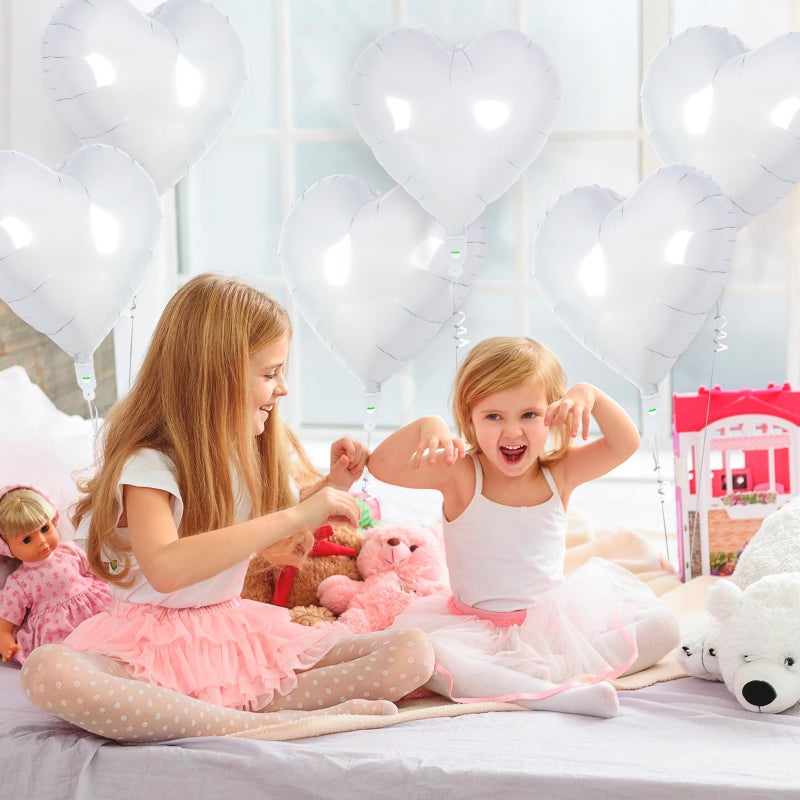 YOTHORN 50 Pcs White Heart Balloons 10 Inch Heart Shape Foil Balloons Love Balloon Valentine Balloon For Birthday Party Wedding Engagement Party Baby Shower Valentine Day Decorations (White) - Image 3