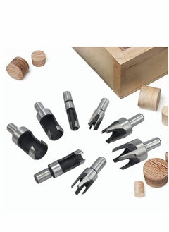 SYOSI Wood Plug Cutters, 8 Pcs Wood Plug Cutter Drill Bit Set, 5/8" 1/2" 3/8" 1/4" Straight and Tapered Taper Cutting Tool Cork Drill Bit Woodworking Claw Cork Drill Hole Saw Tool for Woodworking  - Image 1