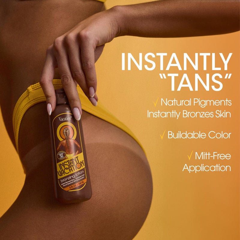 VACATION Instant Vacation SPF 30 Bronzing Lotion & Air Freshener Bundle, Lightweight, Buildable Color, Evens Appearance of Skin Tone, Cocoa-Hazelnut Scent, Vegan, 5 Fl. Oz. - Image 4