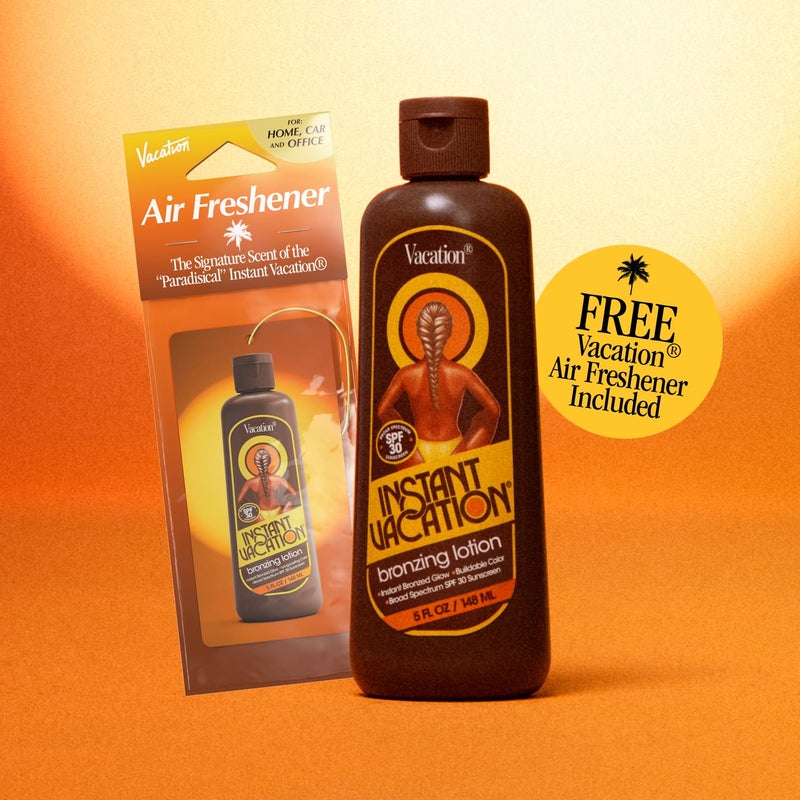 VACATION Instant Vacation SPF 30 Bronzing Lotion & Air Freshener Bundle, Lightweight, Buildable Color, Evens Appearance of Skin Tone, Cocoa-Hazelnut Scent, Vegan, 5 Fl. Oz. - Image 3