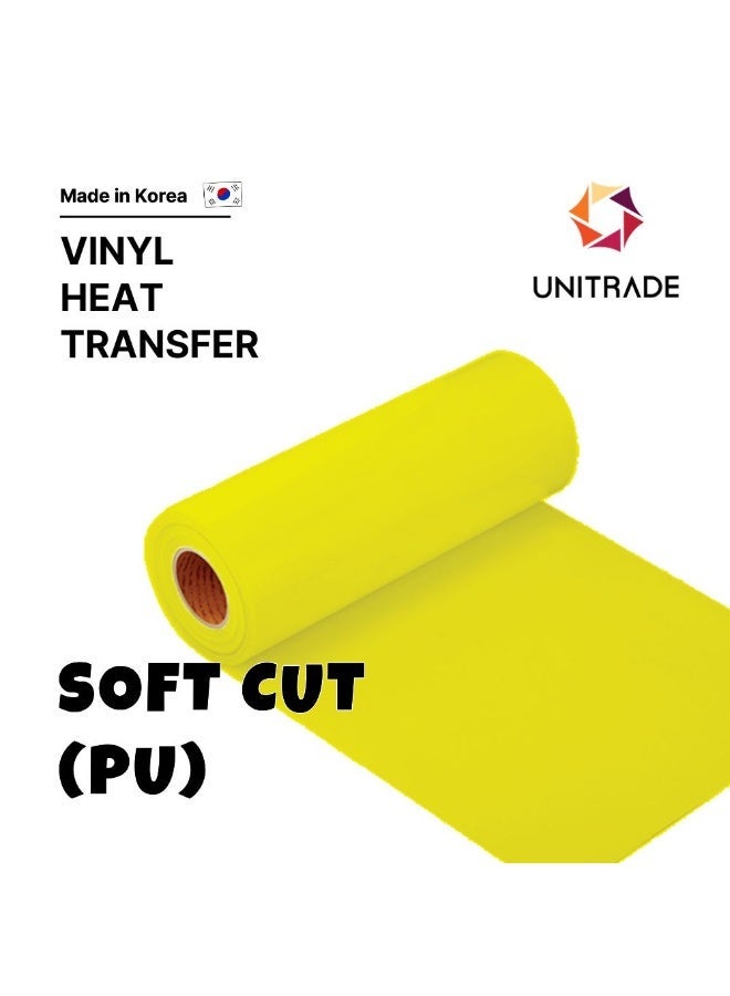 UNITRADE® Soft Cut (PU) Lemon Yellow Heat Transfer Vinyl Roll - 51cm x 25m / Compatible with Cricut, Silhouette, Professional Cutters / CPSIA Certified / Made in Korea - Image 1
