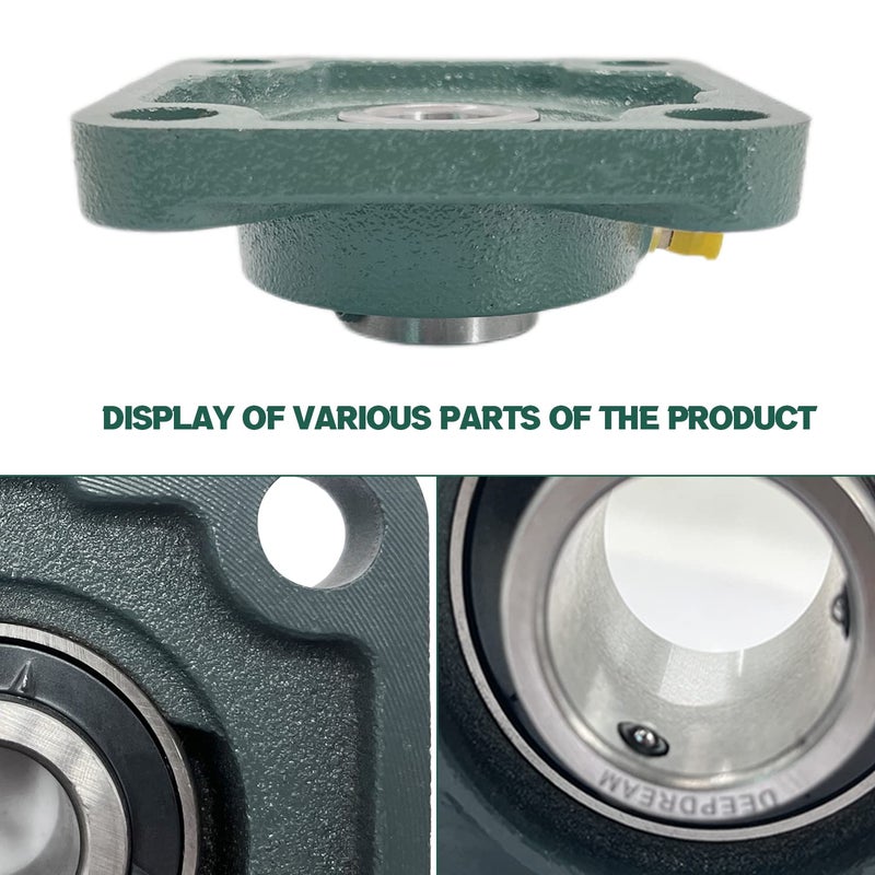 DEEPDREAM 4 PCS of UCF205-16 Pillow Block Bearings, 1 inch Bore, Square Flange Mounted Pillow Block Bearing, 4-Bolt Flange Bearing, Self Alignment - Image 5