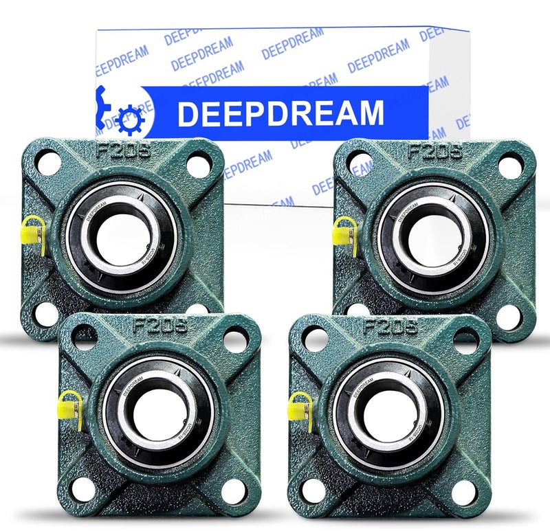 DEEPDREAM 4 PCS of UCF205-16 Pillow Block Bearings, 1 inch Bore, Square Flange Mounted Pillow Block Bearing, 4-Bolt Flange Bearing, Self Alignment - Image 1