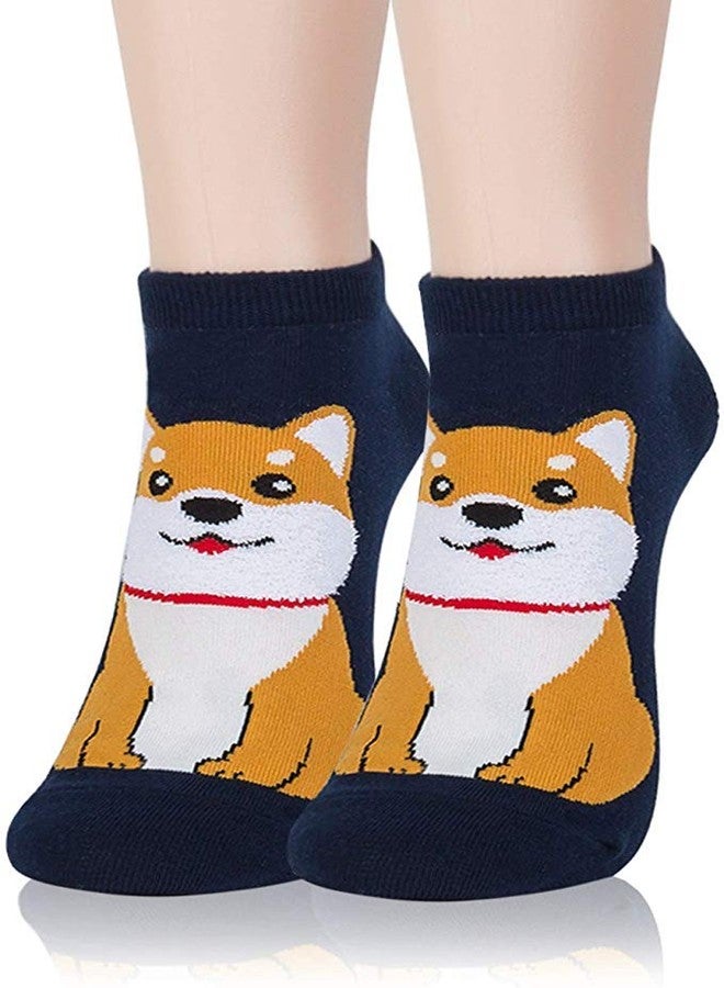 V4U Women Cute Animal Printed Ankle Cotton Socks (Navy Blue, Freesize)- (Pack of 01) - Image 1