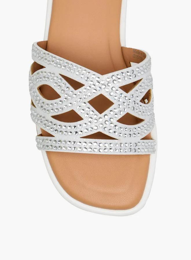 Celeste WHITE Girls Embellished Flat Sandals for Women | Best Price UAE